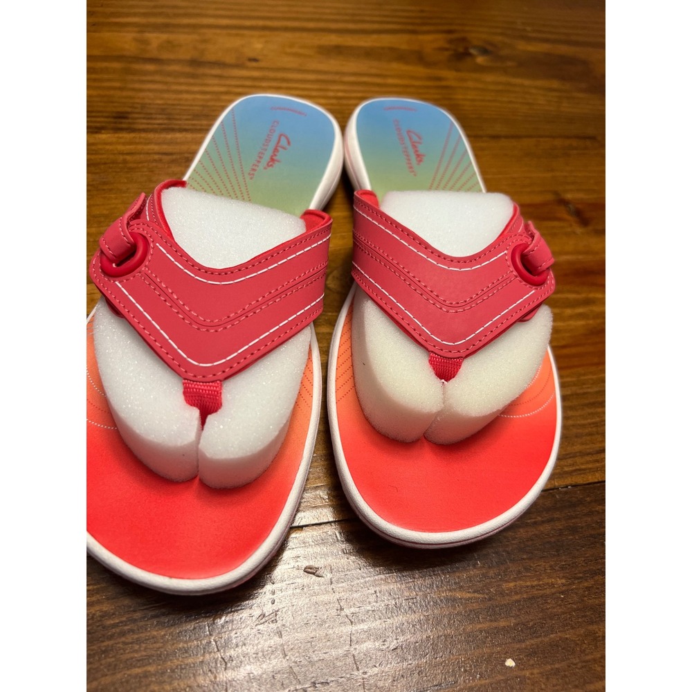 Clarks Breeze Reyna Sandals Women Size 9 Pink Ombre Cloudsteppers Flip Flop NEW
